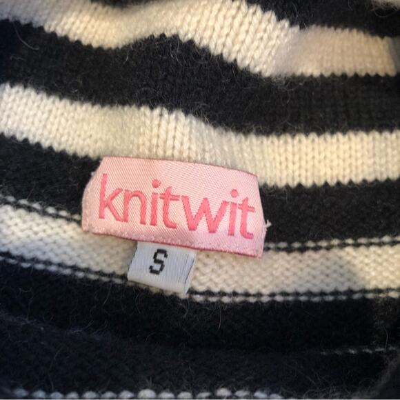 KnitWit black and cream striped sleeveless cashmere sweater tunic size Small - Picture 8 of 16